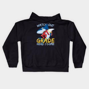 Funny Shark Watch Out 1st grade Here I Come Kids Hoodie